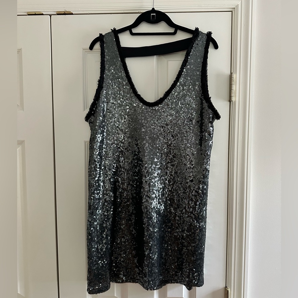 Zara - Mini Sequins Low Back Shift Dress - Size L